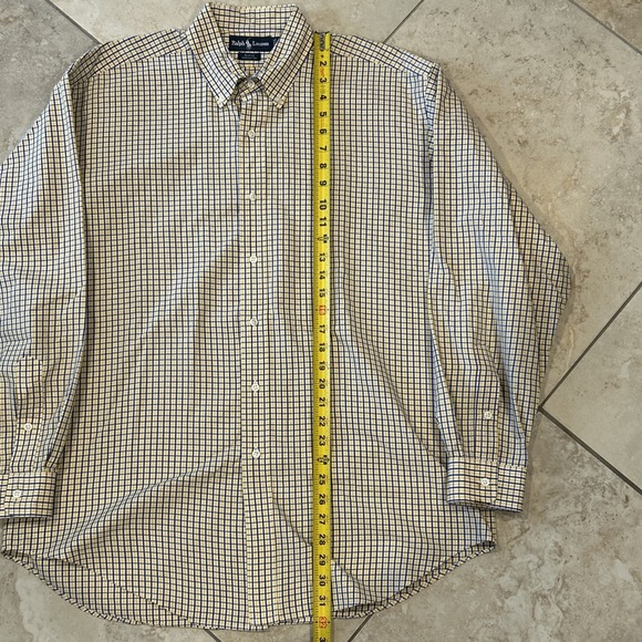 Ralph Lauren Blake Men's Large Yellow Plaid Shirt Long Sleeve Button Down Pony - Picture 6 of 9